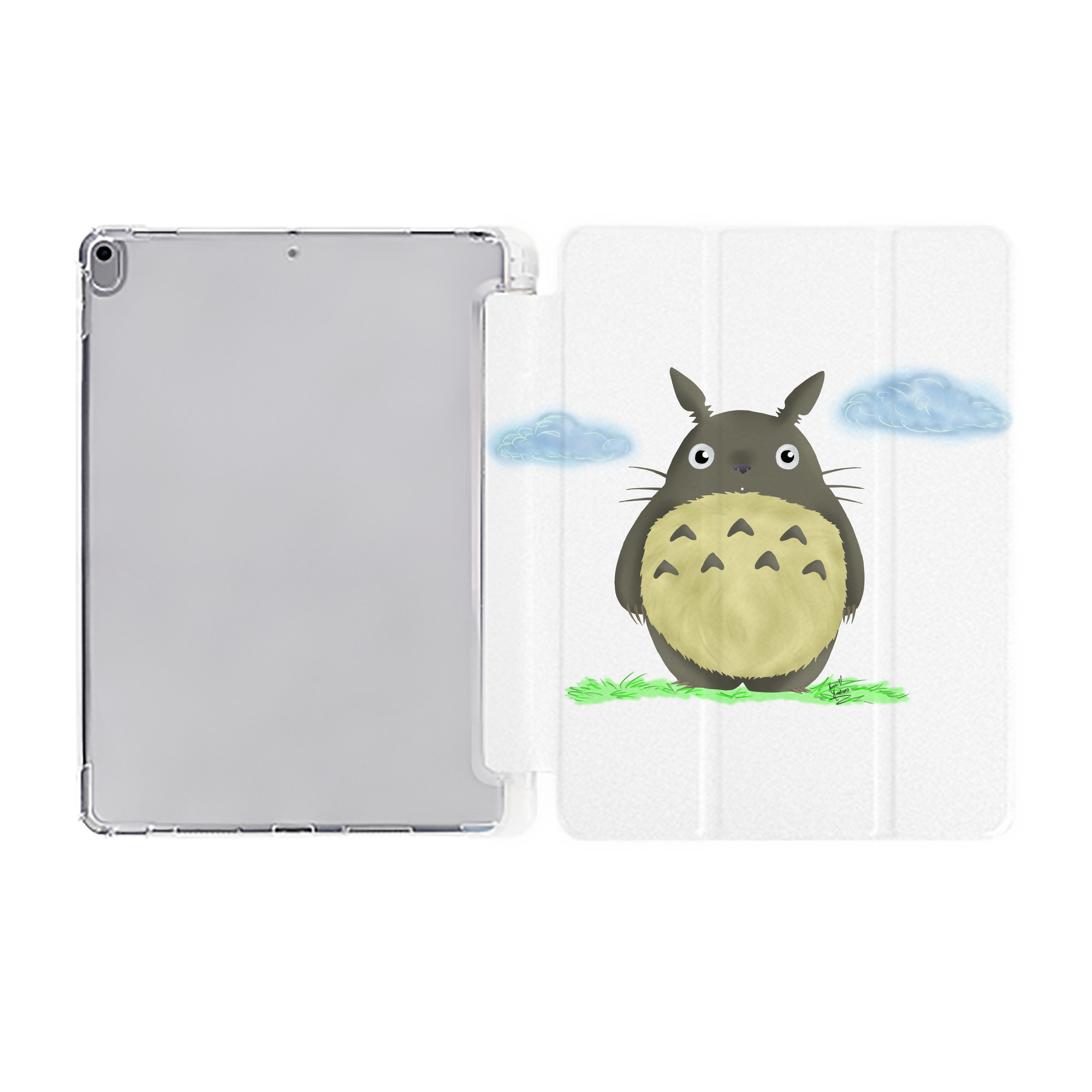 （画像用） となりのトトロ 草壁メイ 草壁サツキ My Neighbor Totoro Satsuki Kusakabe Mei Kusakabe IPad ケース ペン収納付き 三つ折りスタンド PUレザー×シリコン 対応機種9.5/10.5/10.9インチ